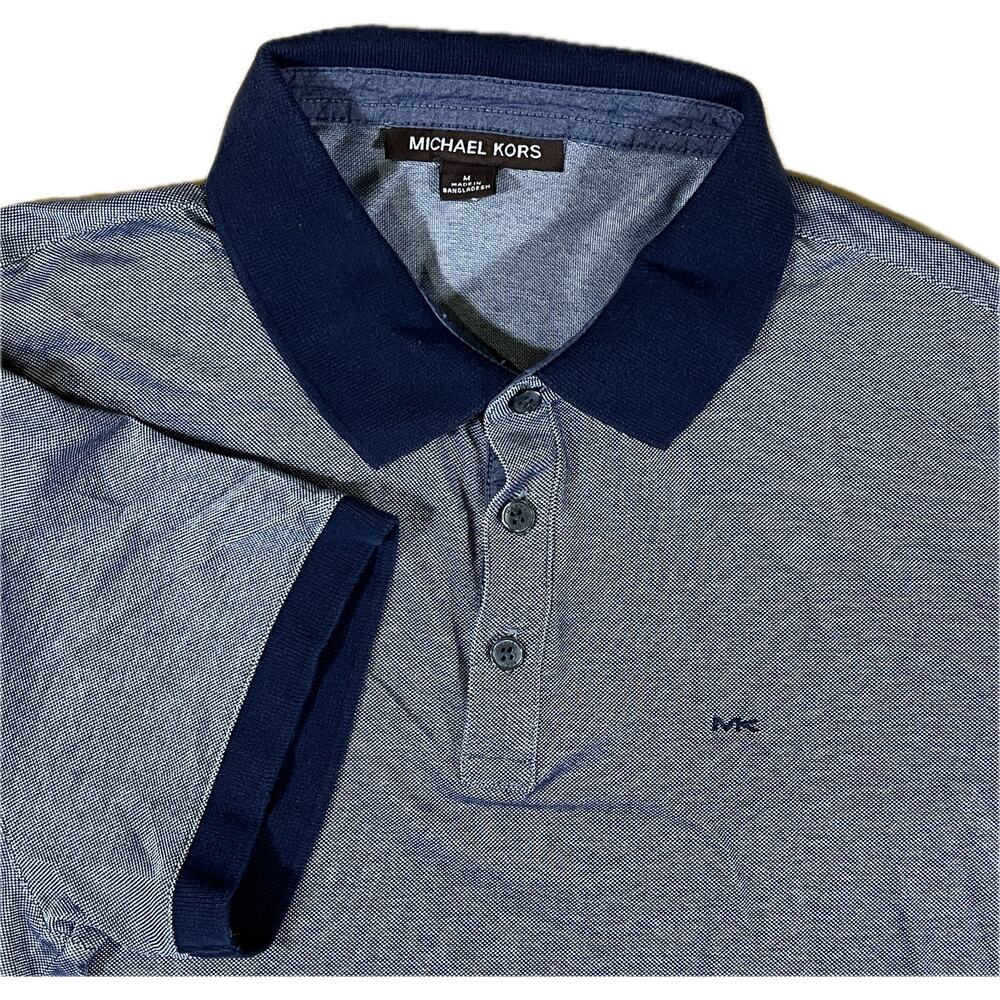 Michael Kors Polo Shirt Mens Medium Blue Short Sleeve Classic Preppy Luxury Top